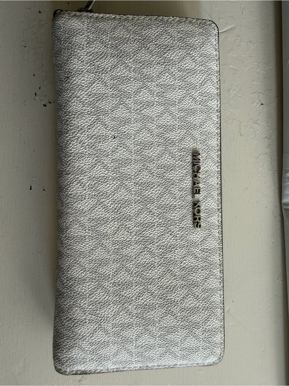 Michael Kors Metallic Silver Signature Zip Around Continental Wallet